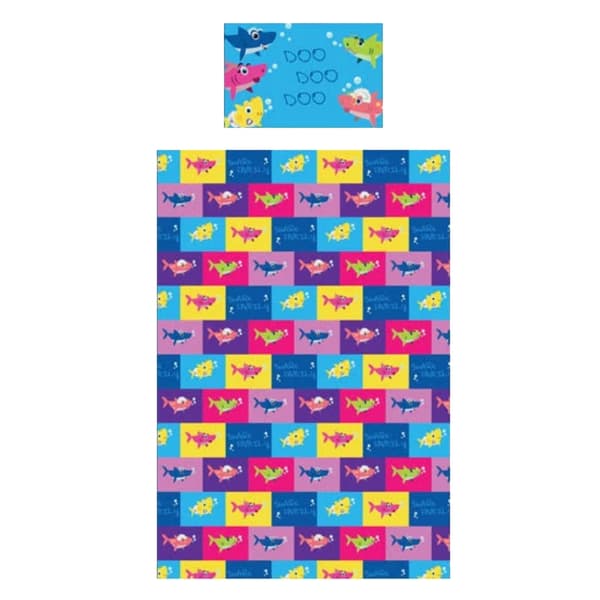 Baby Shark Barn/Barn Doo Doo Vändbart Påslakanset Enkelt Blue/Multicoloured Single
