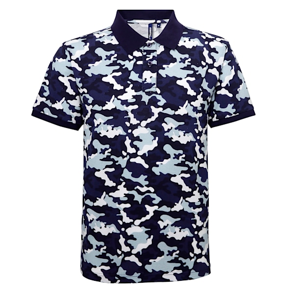 Asquith & Fox Herr Poloskjorta Kortärmad Kamouflagemönster L Kamouflage Blå Camo Blue L