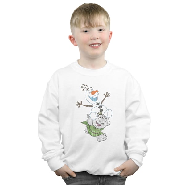 Disney Boys Frozen Olaf And Troll Sweatshirt 5-6 År Vit White 5-6 Years