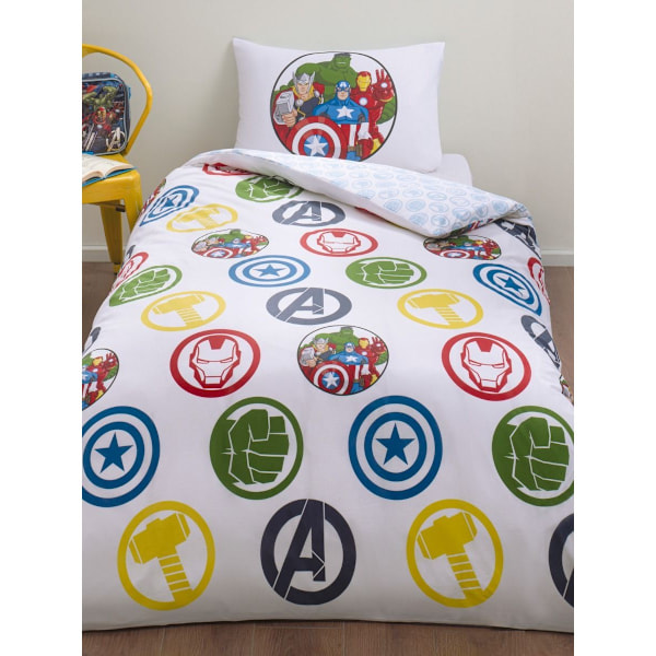 Marvel Avengers Logo Påslakan Set Enkelsäng Flerfärgad Multicoloured Single