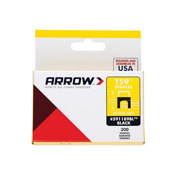 Arrow T59 Isolerade Klammer 6 x 6mm Svart Black 6 x 6mm