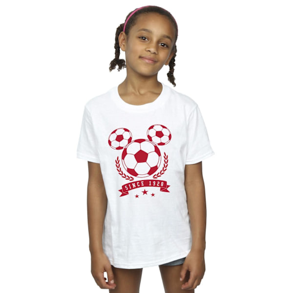 Disney Girls Mickey Football Head Bomull T-shirt 12-13 År Vit White 12-13 Years