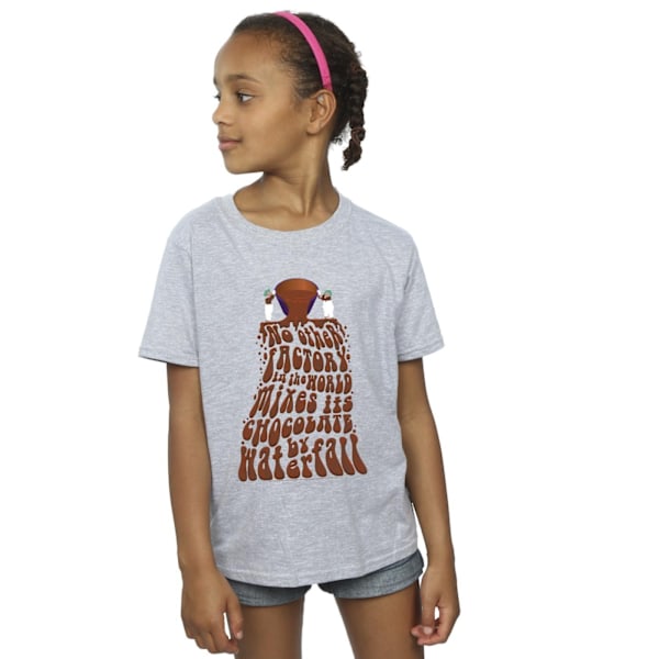 Willy Wonka Girls Chocolate Waterfall Bomull T-shirt 9-11 år Sports Grey 9-11 Years