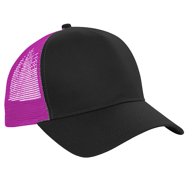 Beechfield Herr Halv Mesh Trucker Cap / Headwear (2-pack) På Black/Fuchsia One Size