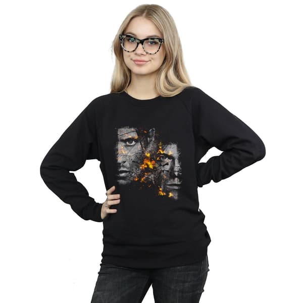 Supernatural Dam/Damer Sam Och Dean Eld Sweatshirt M Svart Black M