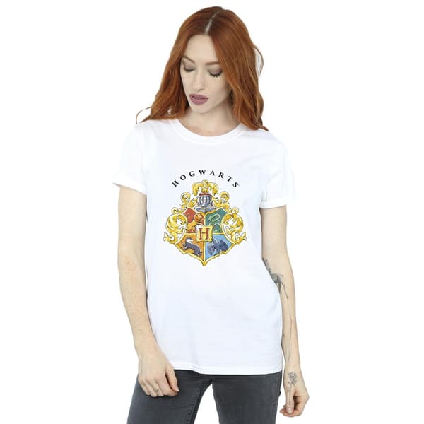 Harry Potter Dam/Dam Hogwarts Skolemblem Bomull Boyfri White XL