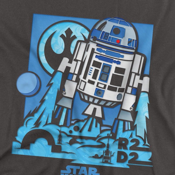 Star Wars Unisex Vuxen Papercut R2-D2 T-Shirt L Charcoal Charcoal L
