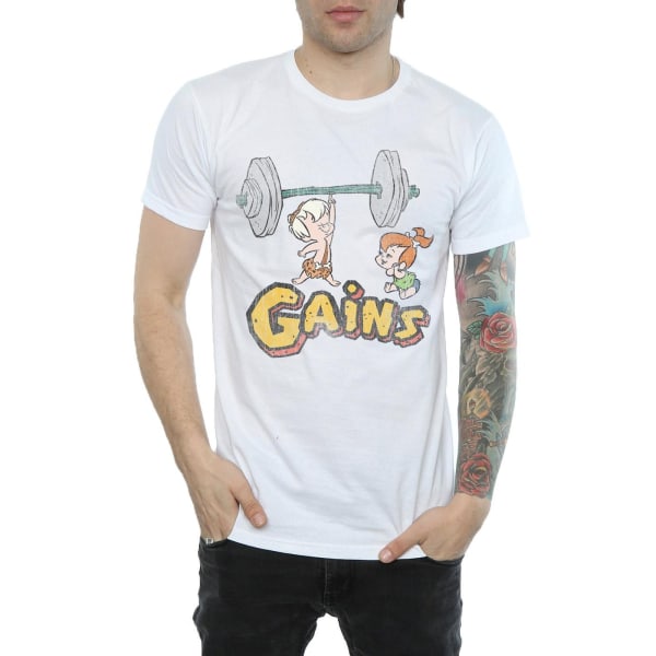 The Flintstones Herr Bam Bam Gains Distressed T-Shirt S Vit White S