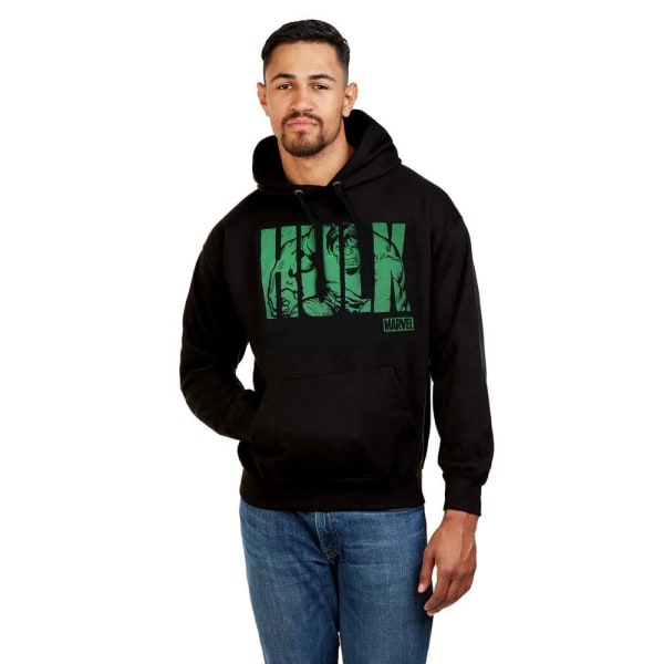 Marvel Mens Hulk Text Cotton Hoodie L Svart Black L