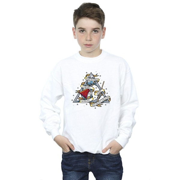 Harry Potter Boys The Deathly Hallows Boyfriend Fit Sweatshirt White 3-4 Years