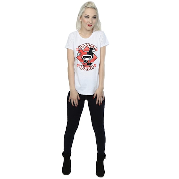 DC Comics Dam/Kvinnor Chibi Harley Quinn Badge Bomull T-shirt White XL