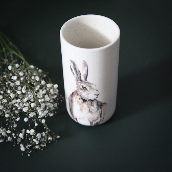 Meg Hawkins Hög Keramisk Vas - Hare 10 x 20 cm En Storlek Vit White One Size