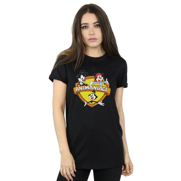 Animaniacs Dam/Ladies Logo Crest Cotton Boyfriend T-Shirt M Black M