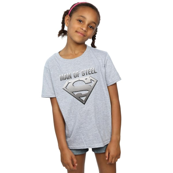 DC Comics Girls Superman Man Of Steel Shield Bomull T-shirt 12- Sports Grey 12-13 Years