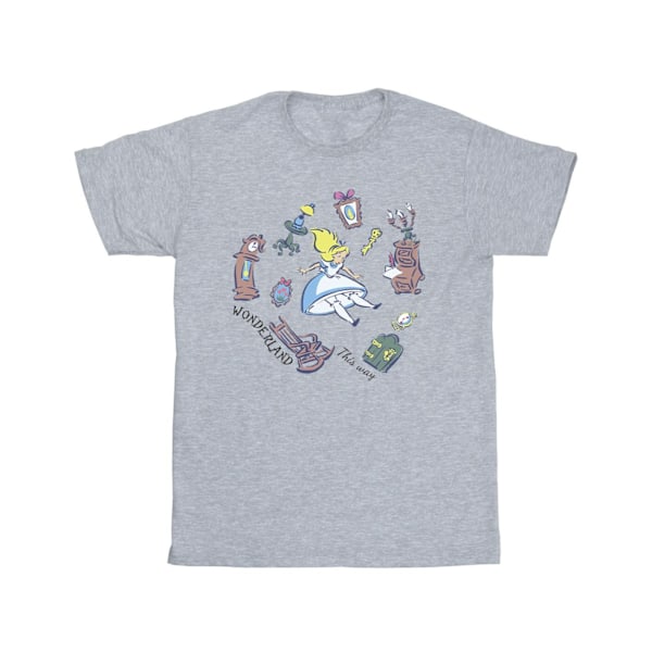 Disney Girls Alice In Wonderland Falling Bomull T-Shirt 7-8 År Sports Grey 7-8 Years