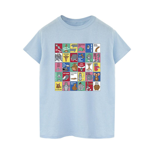 Tom And Jerry Dam/Damer Rutigt Bomull Pojkvän T-shirt Baby Blue S