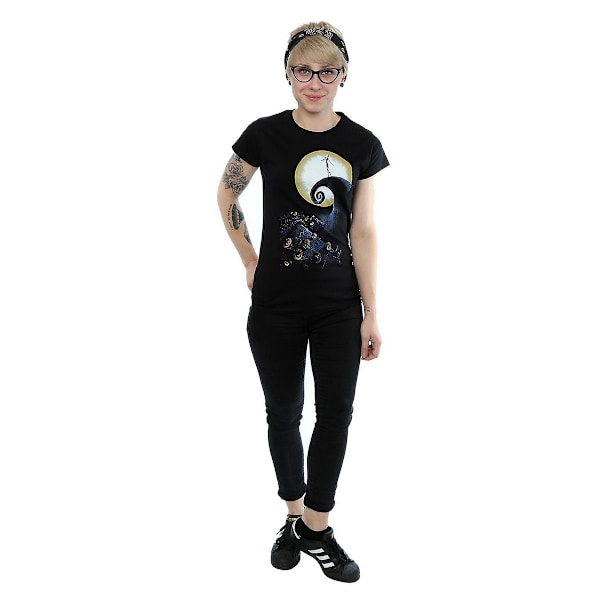 Nightmare Before Christmas Dam T-shirt i bomull för kvinnor/damer Black XS