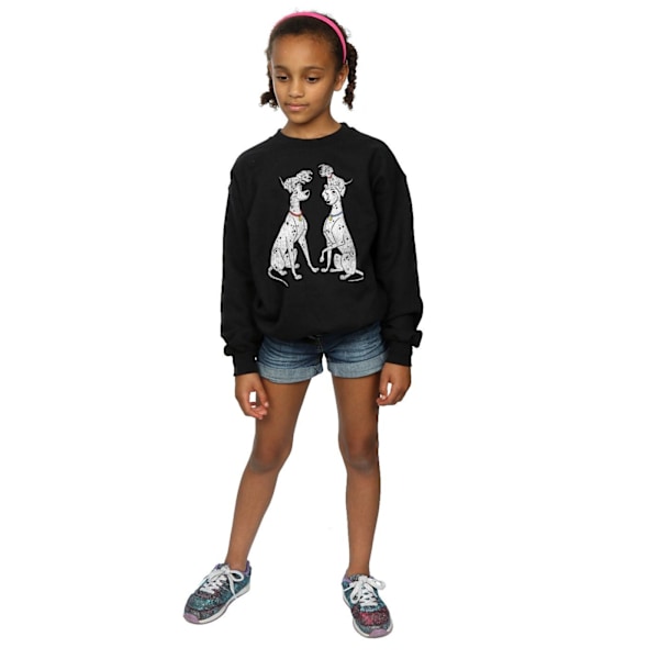 Disney Girls 101 Dalmatiner Klassisk Pongo Och Perdita Sweatshirt Black 5-6 Years