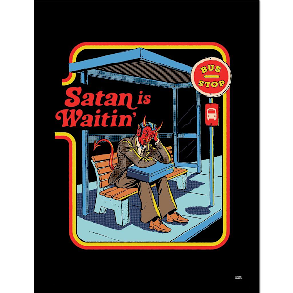 Steven Rhodes Satan Is Waitin´ Inramad Poster 40cm x 30cm Svart/ Black/Blue/Red 40cm x 30cm