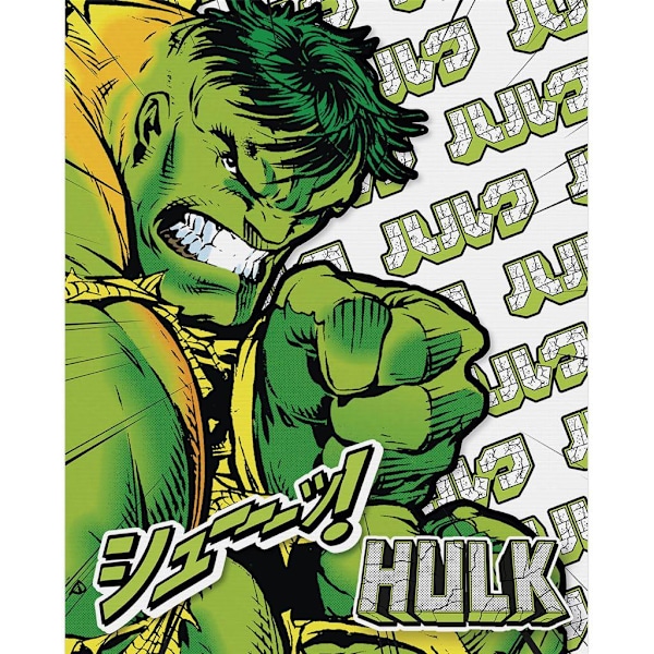 Marvel Fury Hulk Canvas Tavla 50cm x 40cm Grön/Vit Green/White 50cm x 40cm
