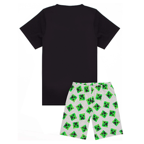 Minecraft Pojkar Kort Pyjamas Set 8-9 År Svart/Heather Grå/Grön Black/Heather Grey/Green 8-9 Years