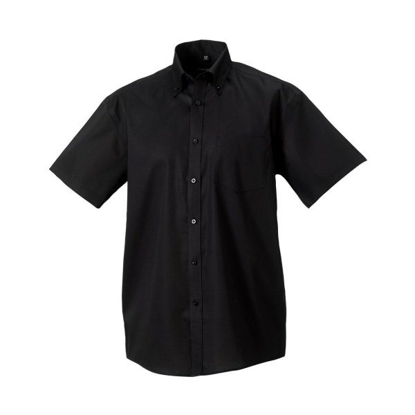 Russell Collection Mens Ultimate Non-Iron Short-Sleeved Shirt 1 Black 16.5in