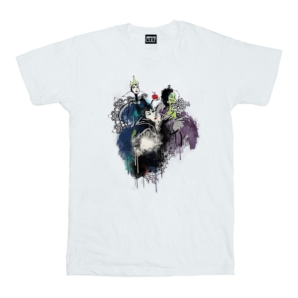 Disney Girls Villains Sketch Bomull T-shirt 12-13 År Vit White 12-13 Years