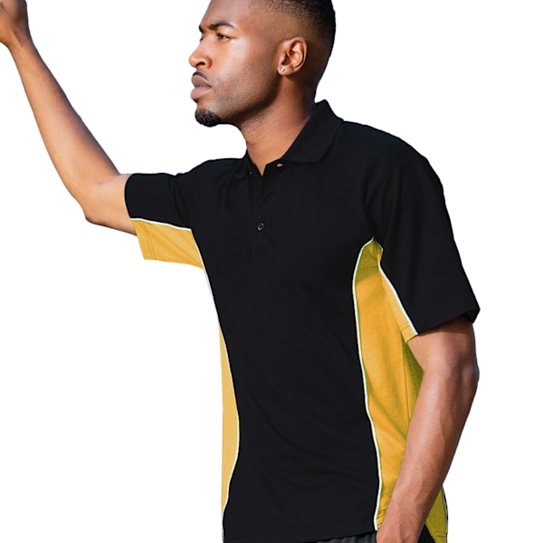 Gamegear® Herr Track Pique Kortärmad Polotröja Topp L Svart/ Black/Sun Yellow/White L