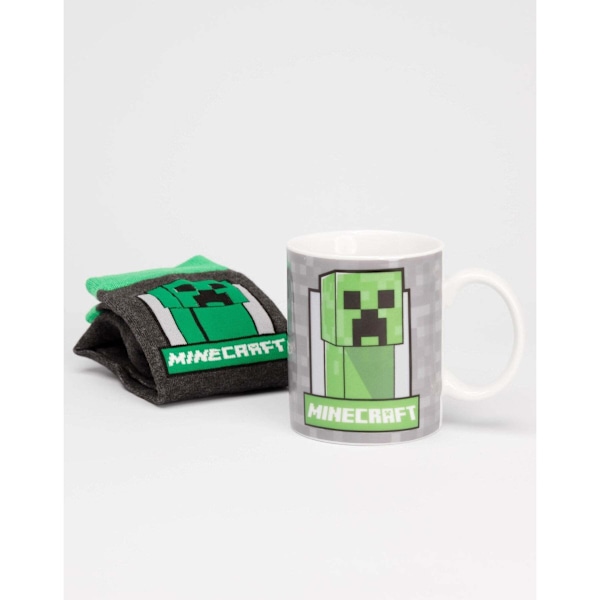 Minecraft Barnmuggar och strumpor för barn/barn Creeper Set En storlek Grön Green/Grey One Size