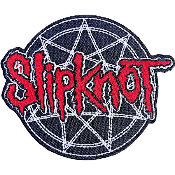 Slipknot-logotyp över Nonogram vävd strykmärke One Size Blå/Röd Blue/Red/White One Size