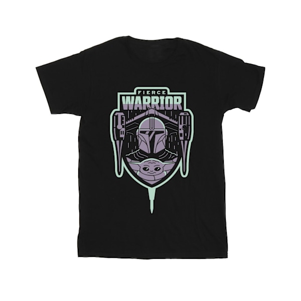 Star Wars Girls The Mandalorian Fierce Warrior Patch Bomull T-S Black 5-6 Years