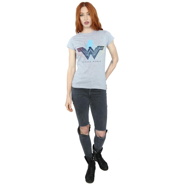 DC Comics Dam/Kvinnor Wonder Woman Warrior Logo Bomull T-Shir Sports Grey XL