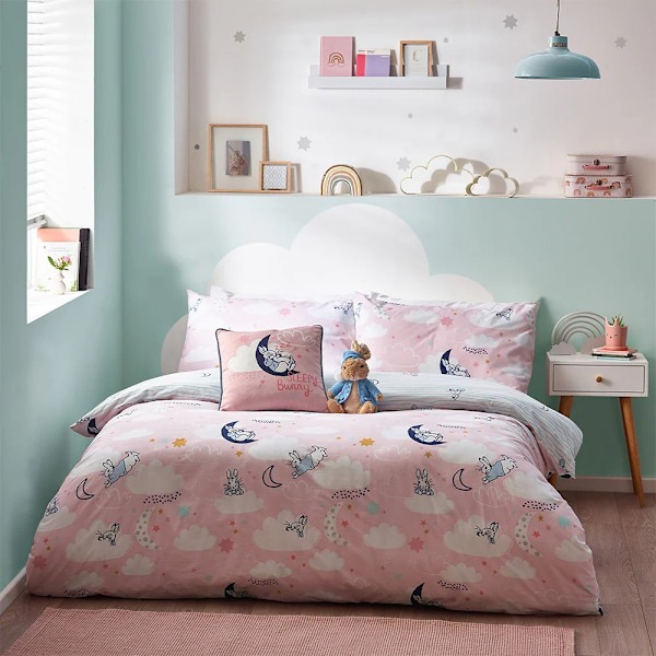 Peter Rabbit Sleepy Head Påslakanset Enkelsäng Rosa Pink Single