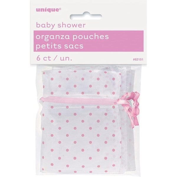 Unik fest Polka Dot Baby Shower-presentpåse (6-pack) One Siz Pink/White One Size