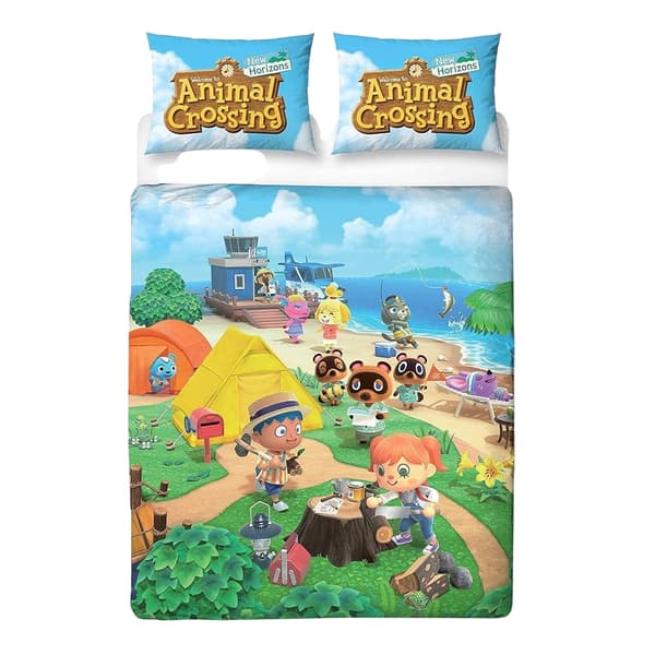 Animal Crossing Beach Vändbart Påslakanset (2-pack) Dubbel M Multicoloured Double