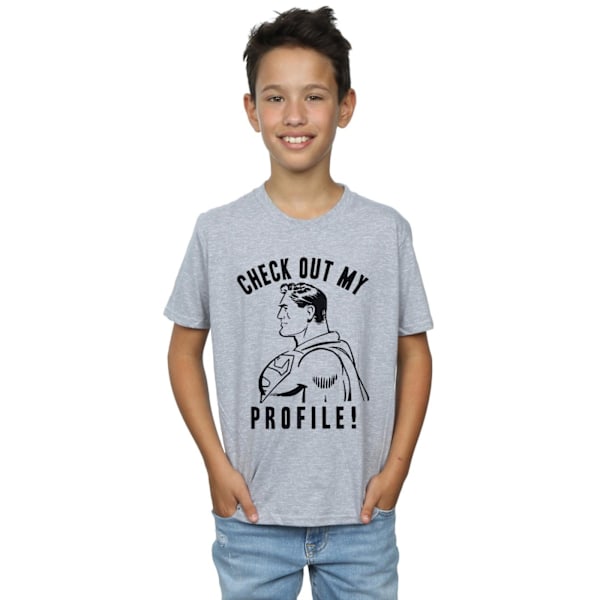 DC Comics Boys Superman Check Out My Profile T-Shirt 7-8 år Sports Grey 7-8 Years