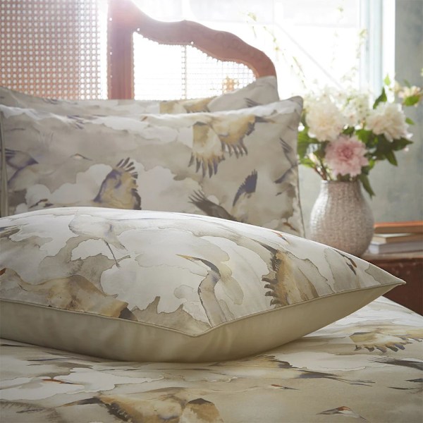 EW By Edinburgh Weavers Flyway Exotic Contrast Piping Duvet Cov Natural Superking