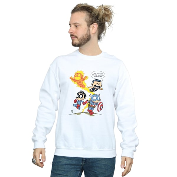 Marvel Comics Herr Avengers Invaders Cartoon Sweatshirt 4XL Vit White 4XL