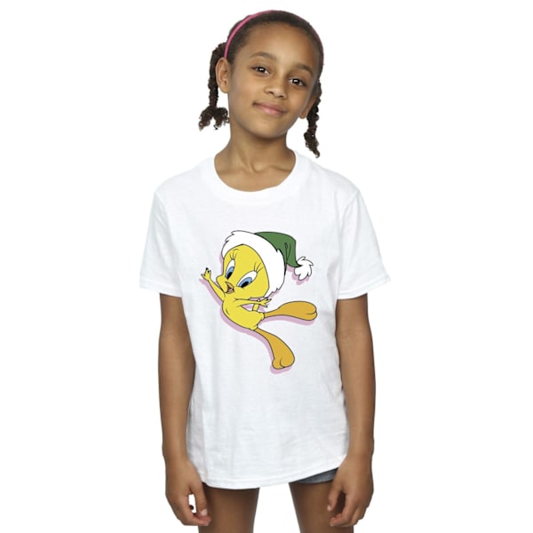 Looney Tunes Flickor Tweety Julhatt Bomull T-shirt 5-6 År White 5-6 Years