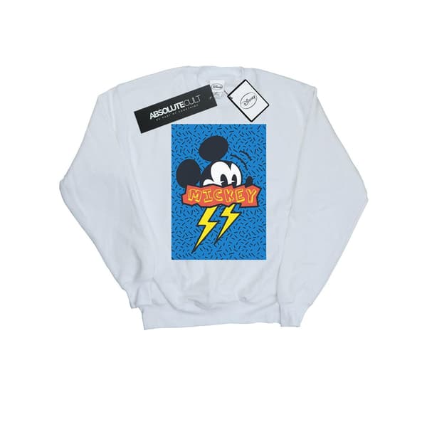 Disney Herr Mickey Mouse 90-talets Flash Sweatshirt S Vit White S