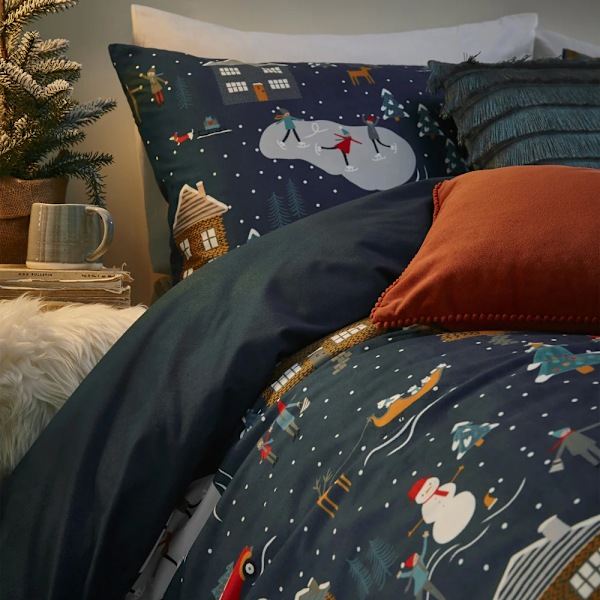 Furn Pine Vinter Dubbel Täcke Set Marinblå Navy Double