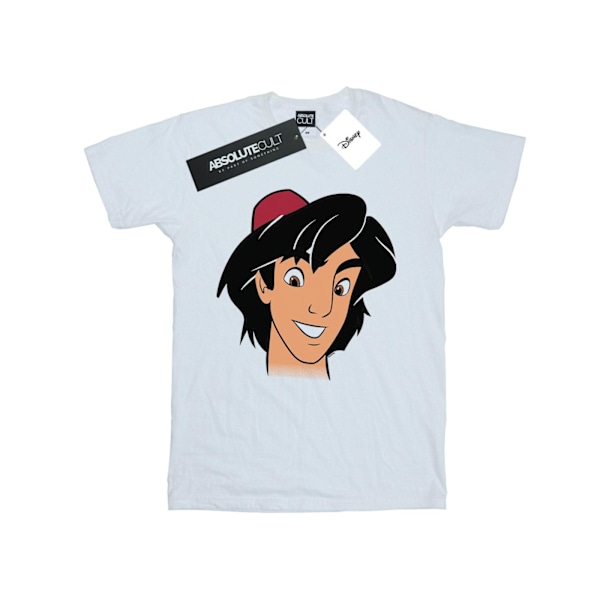 Disney Dam/Kvinnor Aladdin Headshot Bomull Boyfriend T-Shirt White XXL