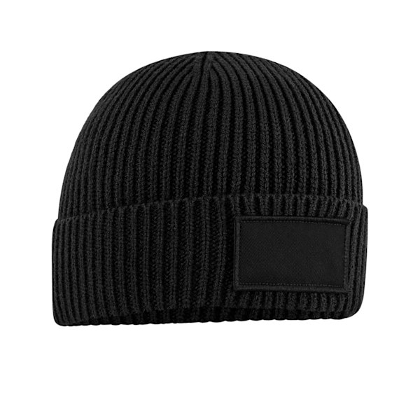 Beechfield Unisex Patch Beanie i Svart, One Size Black One Size