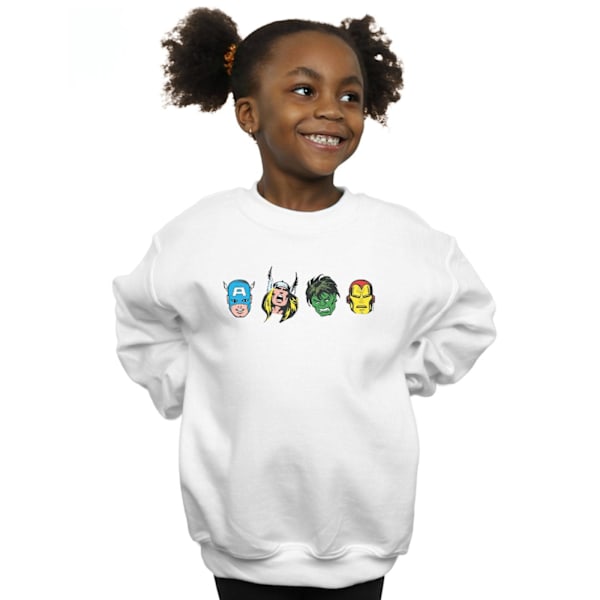 Marvel Girls Avengers Comic Heads Sweatshirt 5-6 år Vit White 5-6 Years