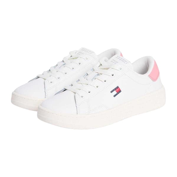 Tommy Jeans Dam Script Lädersneakers 5 UK Ecru/Rosa Ecru/Pink 5 UK