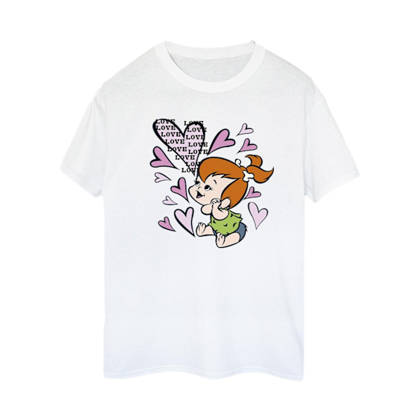 The Flintstones Dam/Damer Pebbles Love Love Love Bomull Pojkvän T-shirt White L