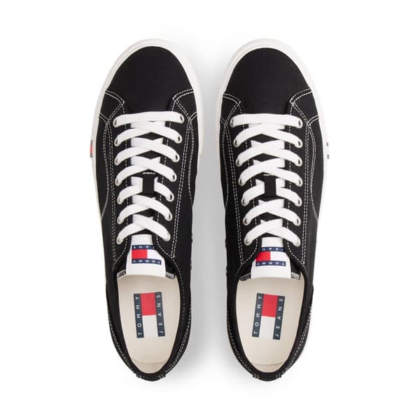 Tommy Jeans Herr Canvas Flat Trainers 11 UK Svart Black 11 UK
