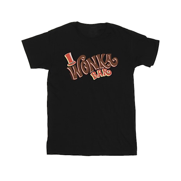 Willy Wonka Girls Bar Logo Bomull T-shirt 7-8 år Svart Black 7-8 Years