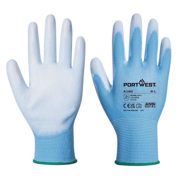 Portwest A120 PU Palm Grip Handskar XS Blå Blue XS