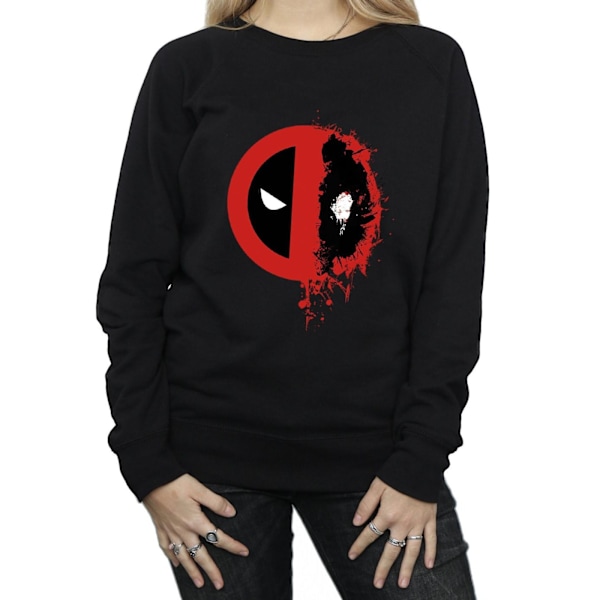 Marvel Womens/Ladies Deadpool Split Splat Logo Sweatshirt L Bla Black L